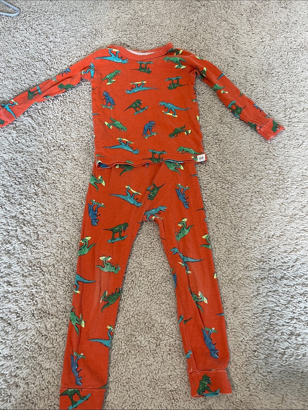 GAP Orange Dinosaur Print Kids Pajama Set